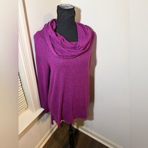 Gibson Look Deep Violet Cowl Neck Convertible Sweater Fuchsia small